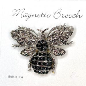 Magnetic Magnet Brooch Clip Clasp Pin Vintage Style Bee Design Rhinestones Accessory Scarves Shawl