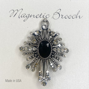 Magnetic Brooch Clip Clasp Pin Vintage Style Silver Clear / Black Rhinestones  Accessory Scarves Shawl