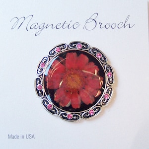 Magnet Magnetic Brooch Clip Clasp Pin Metal Red Pressed Flower Accessory Scarves Shawl