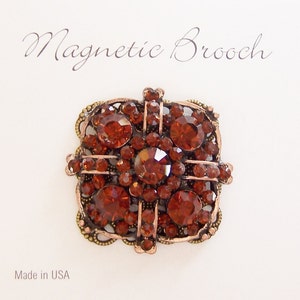 Magnetic Brooch Clip Clasp Pin Amber Glass Rhinestones Metal Accessory Scarves Shawl
