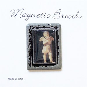 Magnetic Brooch Clip Clasp Pin Vintage Angel Design Metal Accessory Scarves Shawl