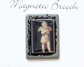 Magnetic Brooch Clip Clasp Pin Vintage Angel Design Metal Accessory Scarves Shawl
