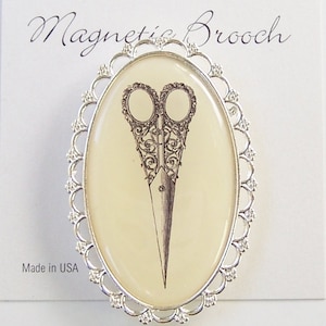 Magnetic Brooch Clip Clasp Pin Metal Cream Scissor Design Accessory Scarves Shawl