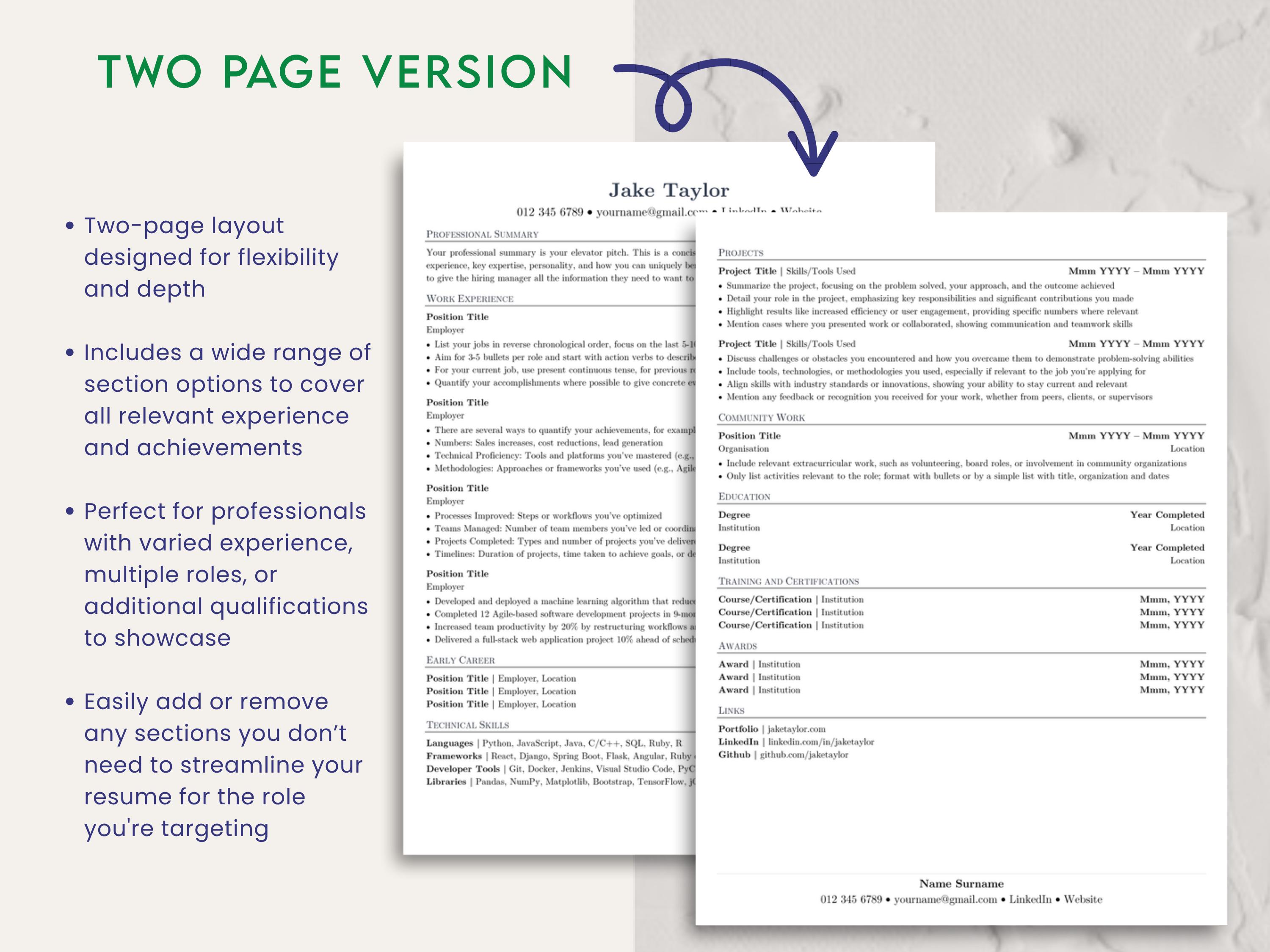 Jake's Resume Word DOCX Google Docs Template | IT, Tech, Software ...