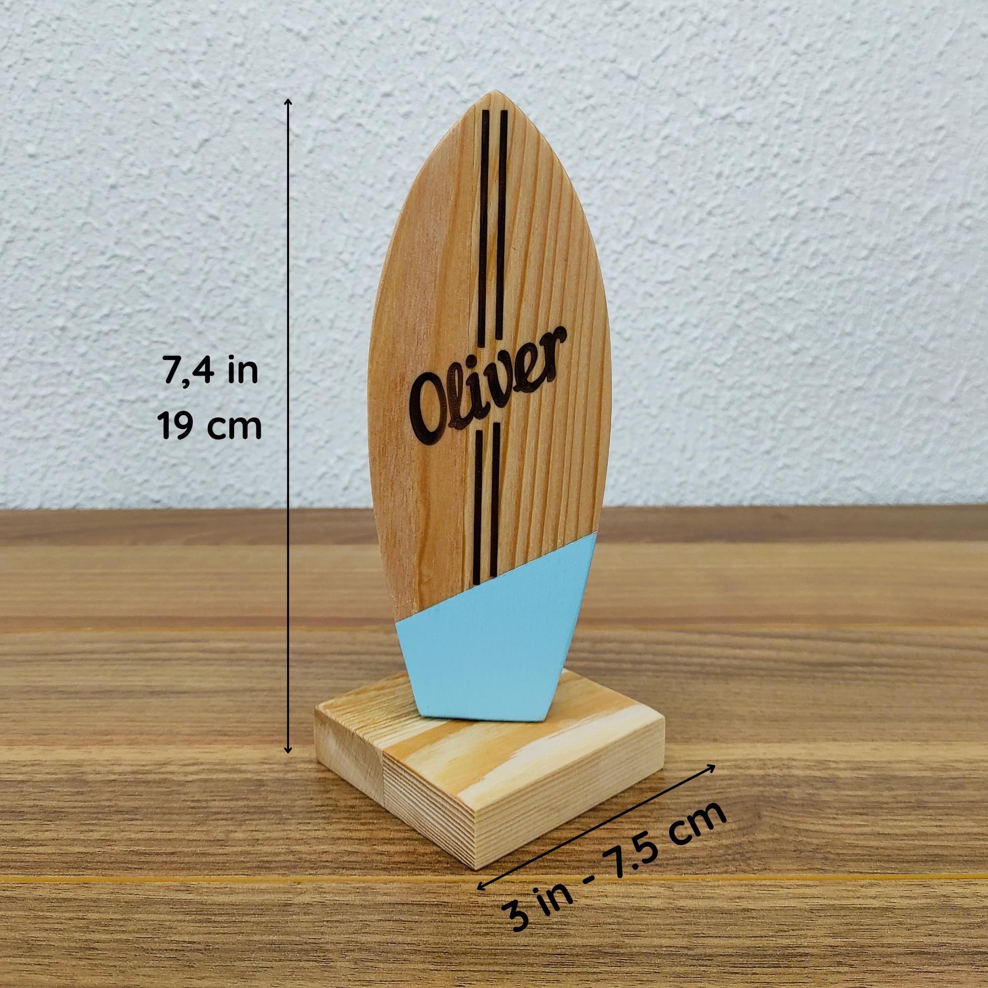 Personalized Mini Wood Surfboard, Engraved Coastal Home Decor