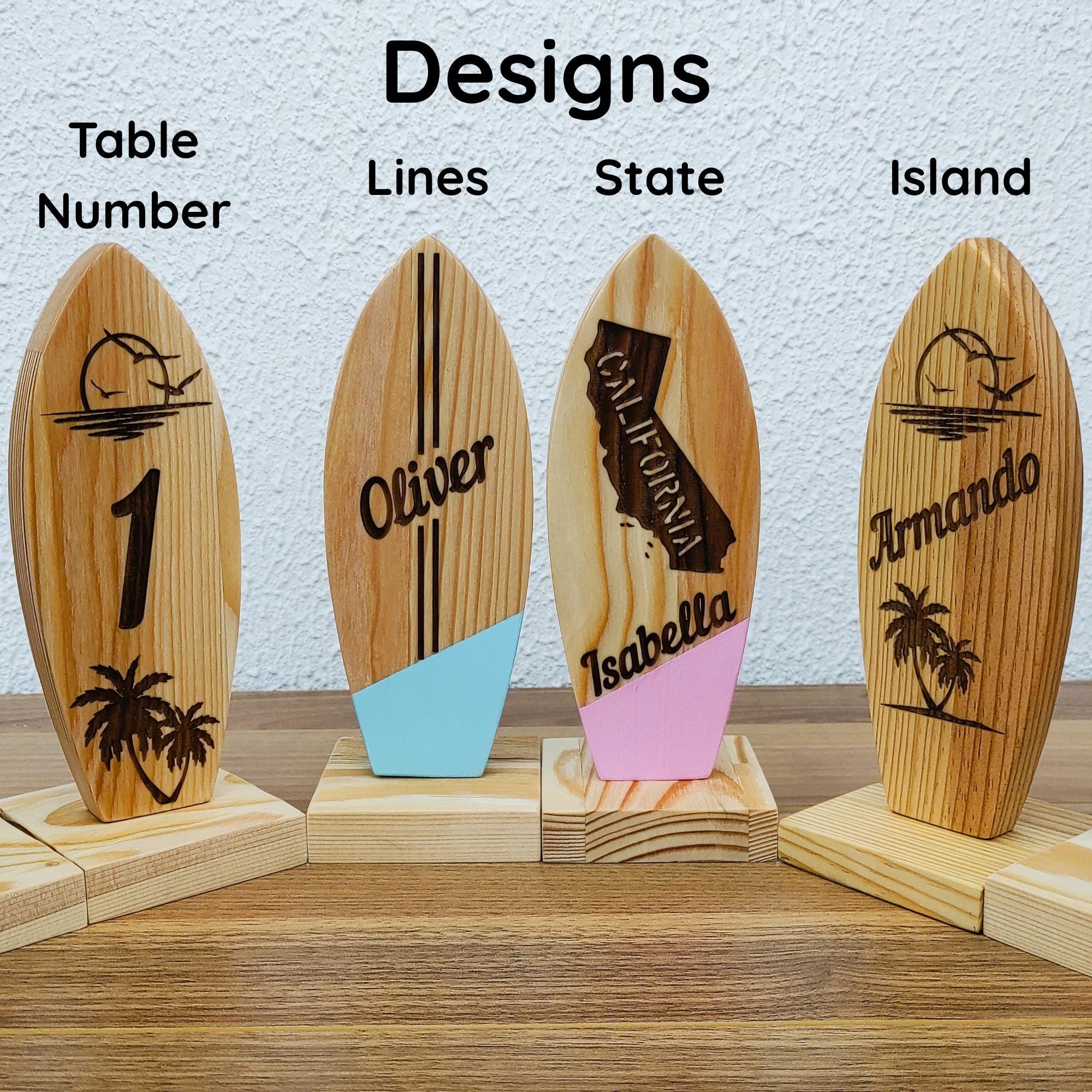 Personalized Mini Wood Surfboard, Engraved Coastal Home Decor