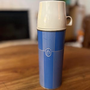 Vintage KEAPSIT Blue Thermos: Mid-Century Camping Decor