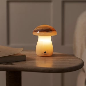 Onyx Mushroom Lamp, Hand Carved Natural Stone Night Light, Rechargeable Cordless Bedside Lamp, Warm Ambient Decor