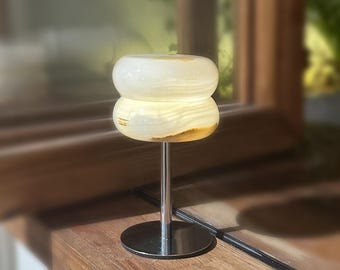Onyx Donut Light – natuurstenen muur- en tafelontwerp, oplaadbaar met afstandsbediening