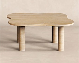 Sculptural Marble Coffee Table – LakeMist Modern Stone Centerpiece by OIXDESIGN