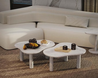 CloudDream Marble Coffee Table | Sofa Marble Table | Travertine Table Black Marble Table Marble Center Piece Furniture By OIXDESIGN