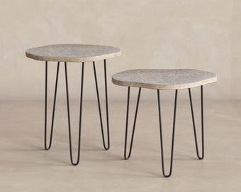RiverStone natuurstenen bijzettafel, organische River Stone bijzettafel, accenttafel binnen en buiten
