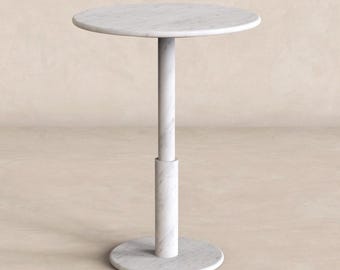 Ronde marmeren bistro-eettafel, handgemaakte keukenhoektafel, travertijn carrara of zwart marmer