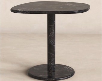 ZenPebble-stenen bijzettafel, travertin carrara of zwart marmer, sculpturale zachte vierkante bijzettafel