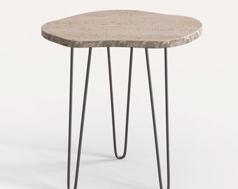 StoneMist travertijn bijzettafel, bijzettafel van organisch steen, accenttafel binnen en buiten