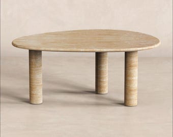 Ovale stenen salontafel SwanEgg, travertin carrara of zwart marmer, sculpturale woonkamertafel