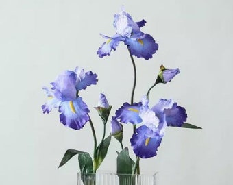Iris Artificial Flowers for Home Decor, Realistic Flowers Silk