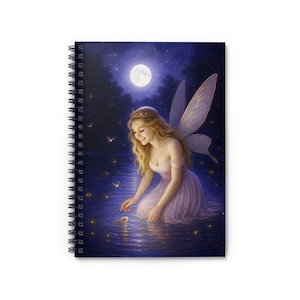 Moonlit Fairy Spiral Notebook | Enchanted Fantasy Journal with Magical Night Scene