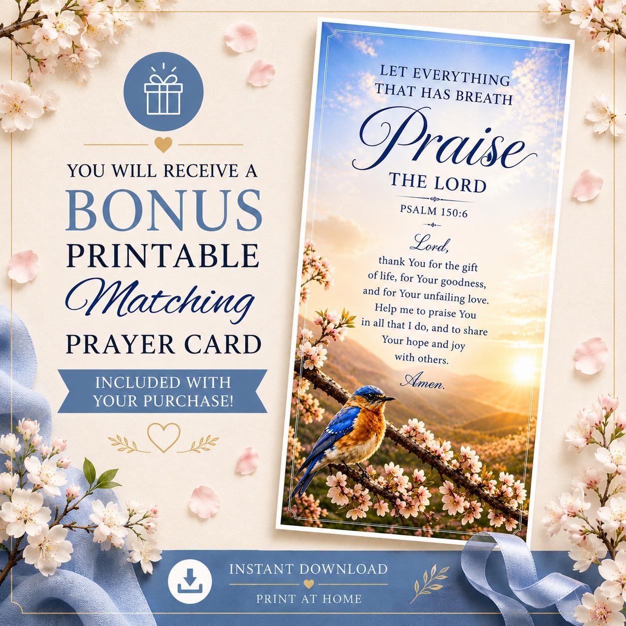 Praise the Lord Church Bulletin Cover | Spring Psalm 150:6 Sunrise Bird ...