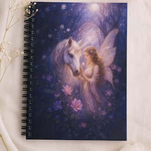 Enchanted Unicorn & Fairy Spiral Notebook | Magical Fantasy Journal with Mystical Night Scene