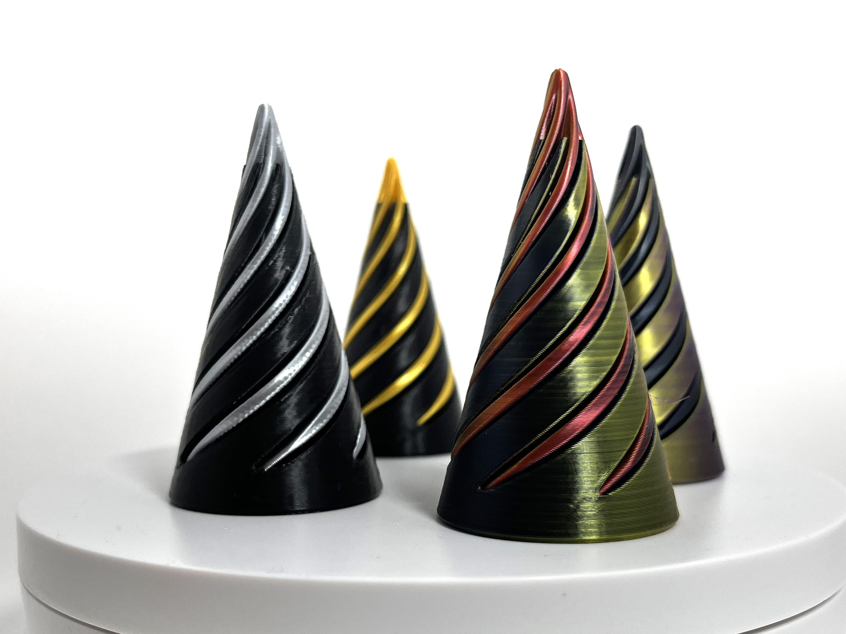 Impossible Cone Fidget Toy - 3D Printed Spiral Stress Relief Toy, 2.5x1.5 Inches