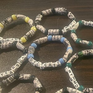 Examples of custom songs and pony beads.