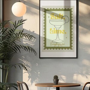 Cute and Trendy Margarita wall art | Bar cart decor | Quirky kitchen art | Printable cocktail design | digital art | maximalist home art