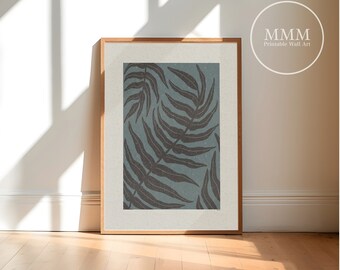 Minimalist Farn Petrol & Schwarz Digital Artprint Kunstdruck Blatt Pflanze Kunstdruck Geschenk für ihn