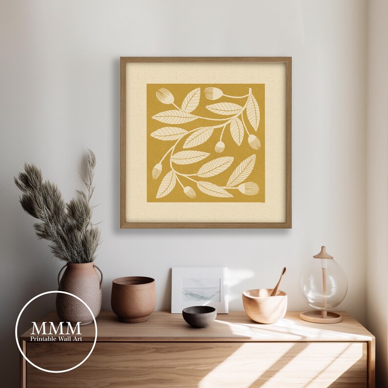 Maroon, yellow, and cream wax print with floral border panels and climbing vine leaf motif main image 1