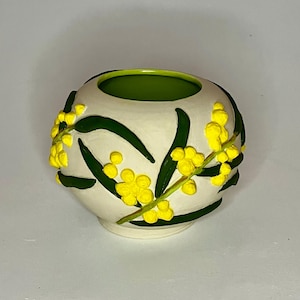 Australian Wattle ceramic vase bowl handmade