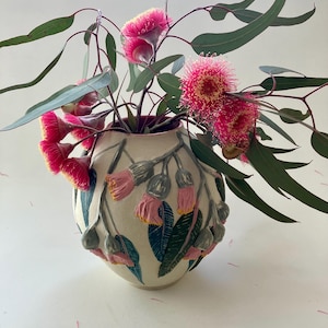 Australian Eucalyptus gum ceramic vase bowl handmade