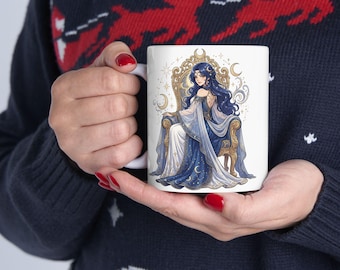 Wisdom Loading... Goddess Illustration Mug | Celestial Woman Art Ceramic Mug