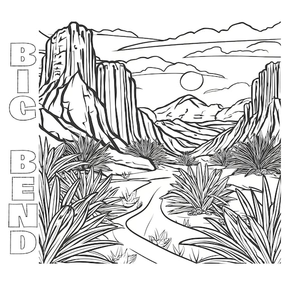 5 National Park Coloring Pages - Acadia, Big Bend, Death Valley