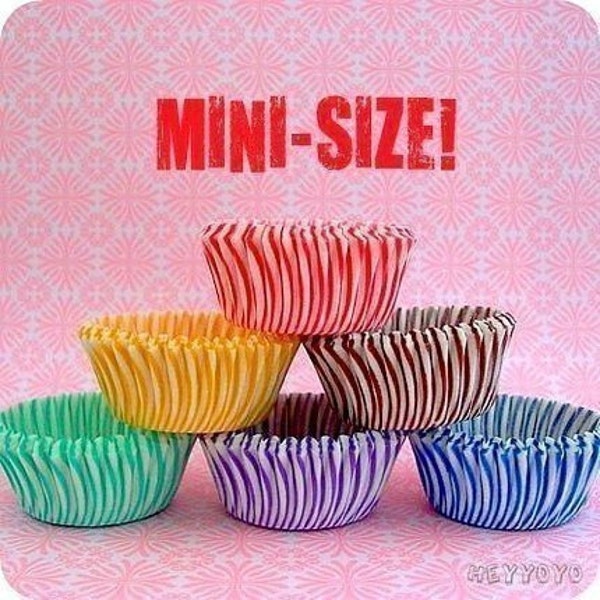 60 MINI Striped Baking Cups-Vintage Inspired