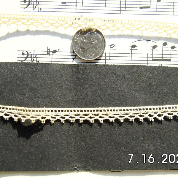 Vintage 1/4" Ecru 100% Cotton Tatted Cluny Flat Lace L111