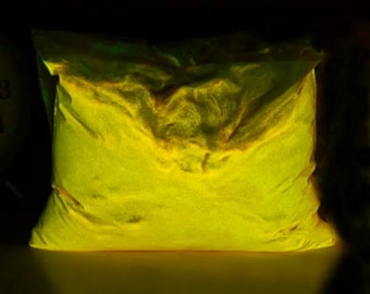 Geel gloeiend lichtgevend pigment 50 gr, glow in dark, lichtgevend, harspigment, fosforescerend, epoxypigment, lange gloed,