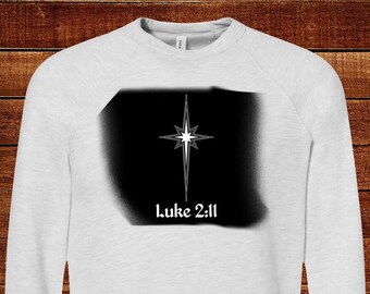 Christmas Star Luke Sweatshirt Fleece Warm Men Women Teen Adult Dad Mom Fleece Long Sleeve Gift Friendly Christian Christ is Born Sweater