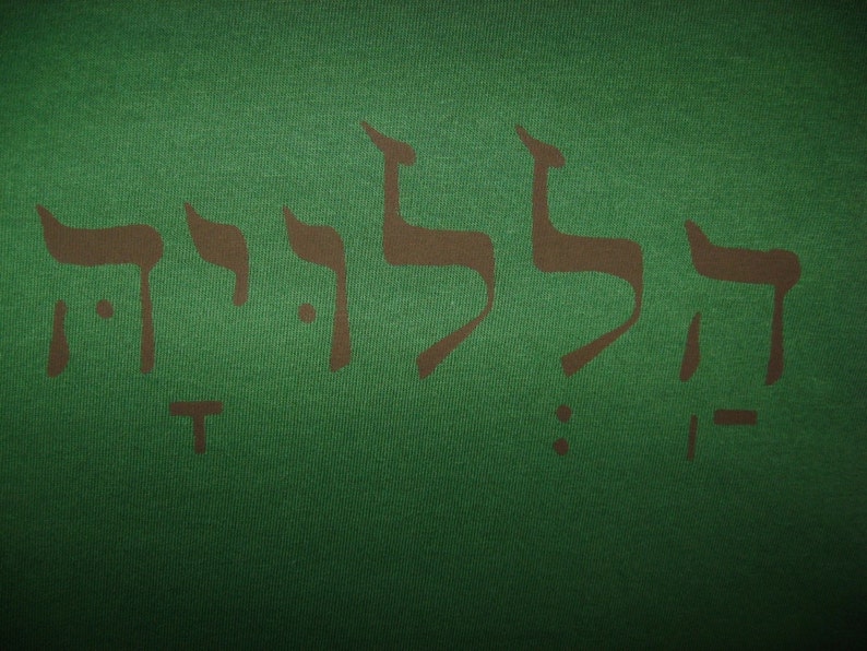 HALLELUJAH in Hebrew Organic Cotton and Organic Bamboo Women's Shirt in Green Tshirt Size S, M, L, XL image 2