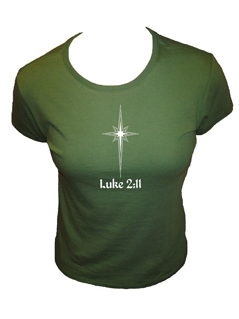 Christmas Star Organic Womens Shirt Womens Christmas Christian Shirt Bible Verse Nativity Story Size Small, Medium, Large, XL, XXL image 4