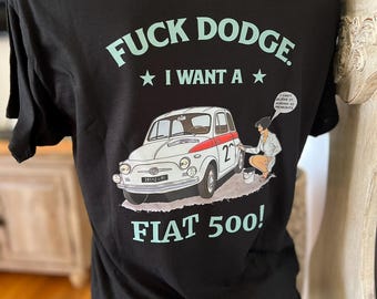 Fiat 500 T-Shirt - Front Left Logo & Large Back Graphic Design