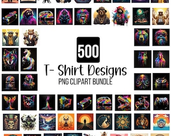 500 T Shirt Design Bundle, Colorful Tshirt Designs, T Shirt Sublimation Bundle, T Shirt Designs For Men Woman Kids, digital Download