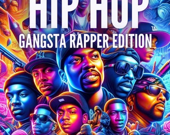 May include: A colorful illustration of a group of men with various hairstyles and facial expressions. The image features the text "HIP HOP GANGSTA RAPPER EDITION" and "700+ T-SHIRT DESIGNS & LOGOS".