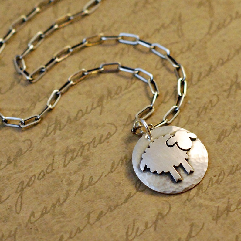 Sterling silver sheep lamb necklace pendant sawed Etsy