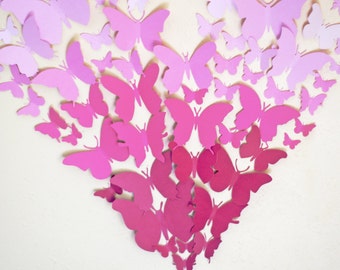 25 3D Ombre Wall Butterflies