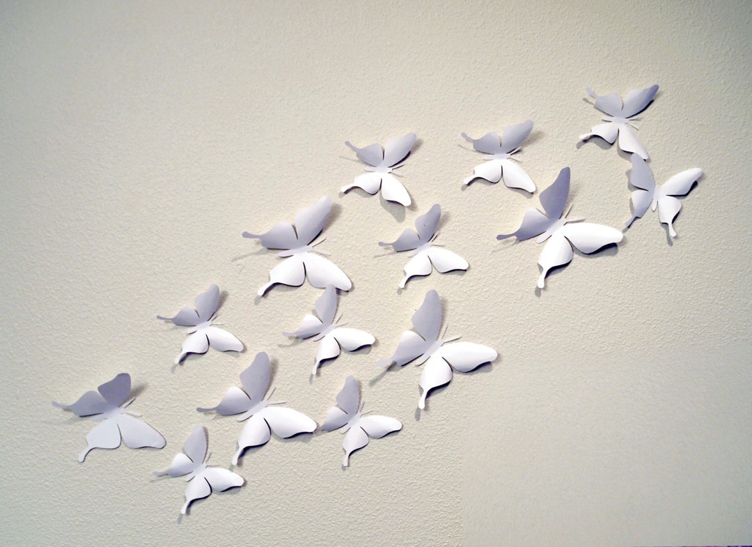 12 White 3D Butterfly Wall Art Circle Burst Etsy