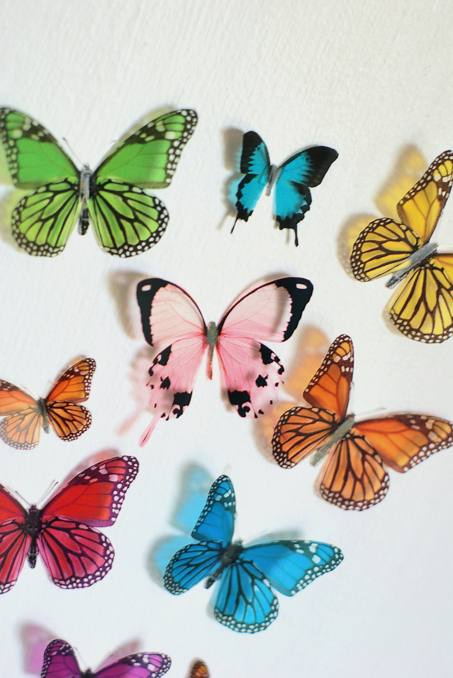 12 3D Rainbow Butterfly Wall Art Made With Plastic Etsy