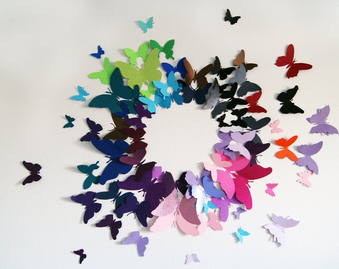 Reserved 50 Silver 3D Butterfly Wall Art Circle Burst Etsy