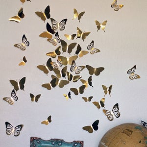 3D Butterfly Wall Art Decal Set of 40 in Metallic Gold Foil, Paper Butterflies, Modern Art, Nursery, Bedroom, Living Space, image 4