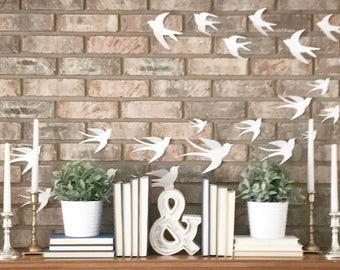 3D Bird Wall Decals, Set of 15, 3D Wall Decor, Living Space, Bird Stickers, Wall Art, Farmhouse Decor