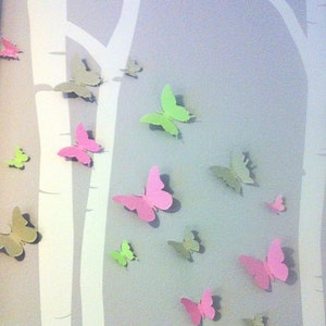 3D Butterfly Wall Art Set of 30 Paper Butterflies, Girls Bedroom, Nursery, Woodland image 1